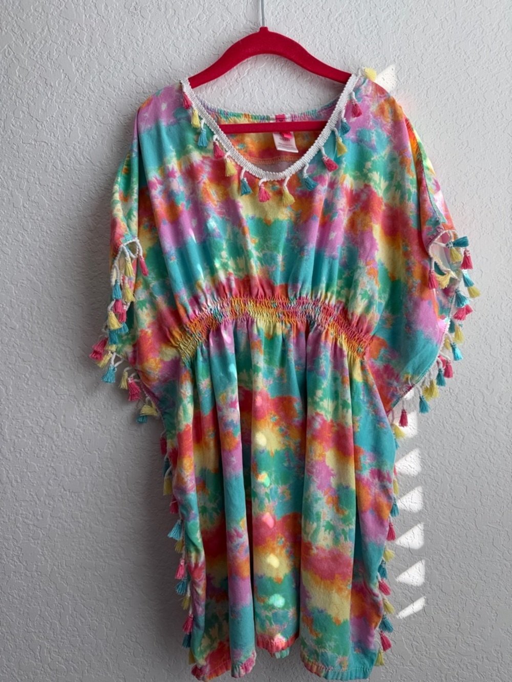 Betsey Johnson Kids Tie-Dye Turquoise Pink Yellow Swim Coverup